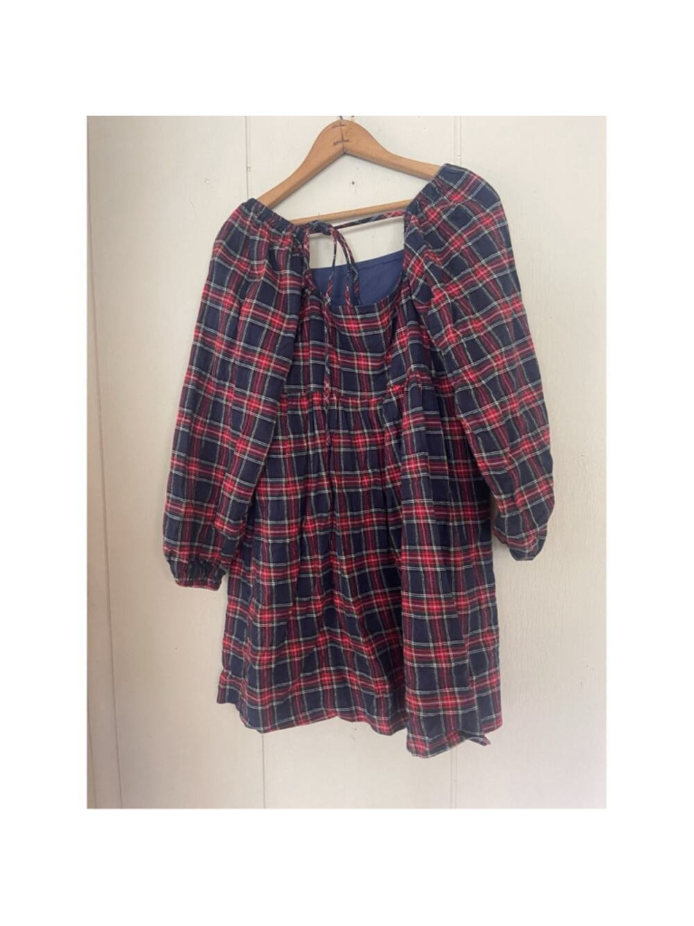 Lili Sidonio for Molly Bracken Plaid Flannel Tartan Babydoll Mini Dress M - Picture 7 of 10
